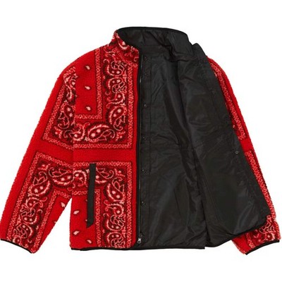 Supreme Reversible Bandana Fleece Jacket Red | eBay