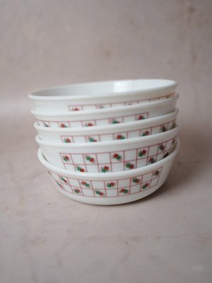 Vintage Pyrex England Schüsseln 5er Set, Retro rot Geschirr, Milchglas Geschirr