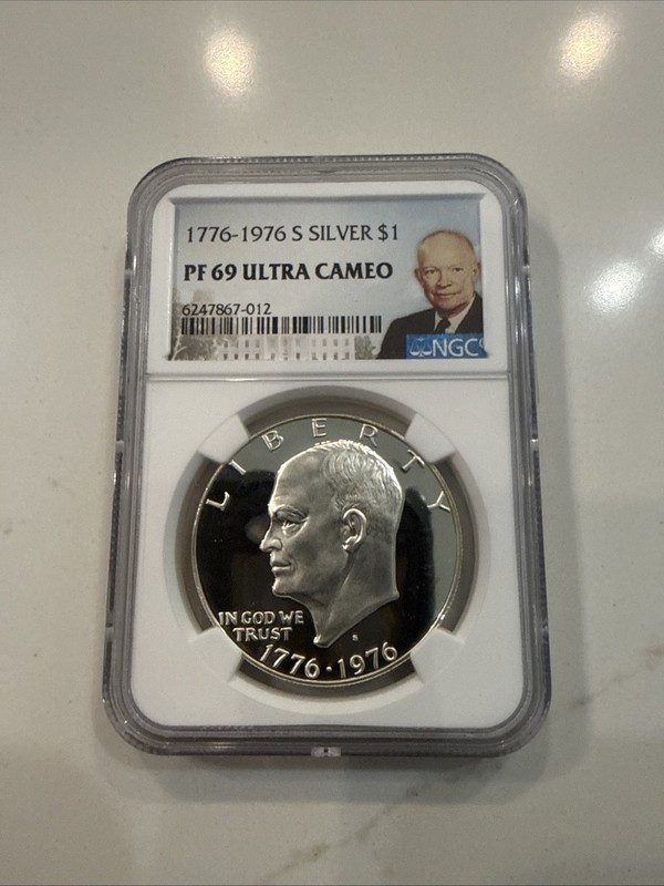 1776-1976 S Eisenhower “Ike” Silver Dollar, Bicentennial, NGC PF 69 Ultra Cameo
