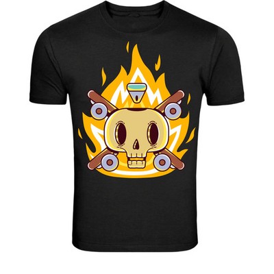 Flaming Skull Skateboard T-Shirt - Extreme Skater Graphic Tee