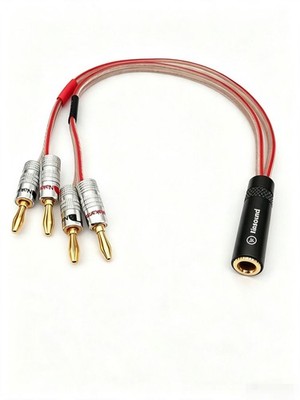 3.5mm 1/8 TRS Female to L+ R+ GND 4xBanana Amplifier Audio Headphone Cable 1~6FT