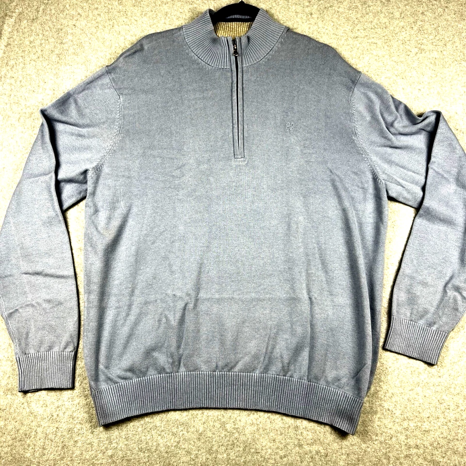 IZOD Saltwater Pullover Men’s XL Blue Half Zip Sweater Long Sleeve Cotton Blend - Image 2 of 4