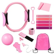 Home Pilates Kit 14 PCS, Pilates Ring and Ball Set with Adjustable Ankle Wrist