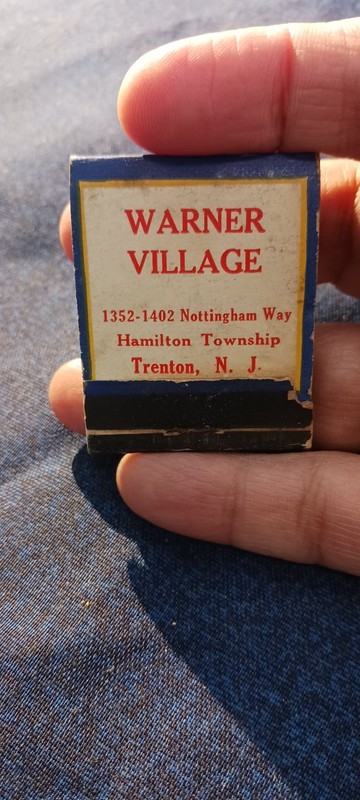 WARNER VILLAGE...TRENTON NJ.  1960S...UNSTRUCK MATCHBOOK