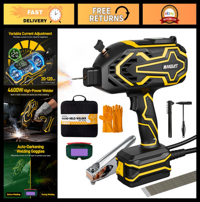 Portable Handheld 110V Welder, 20-120A Inverter, Auto Darkening Goggles, 8FT Cab