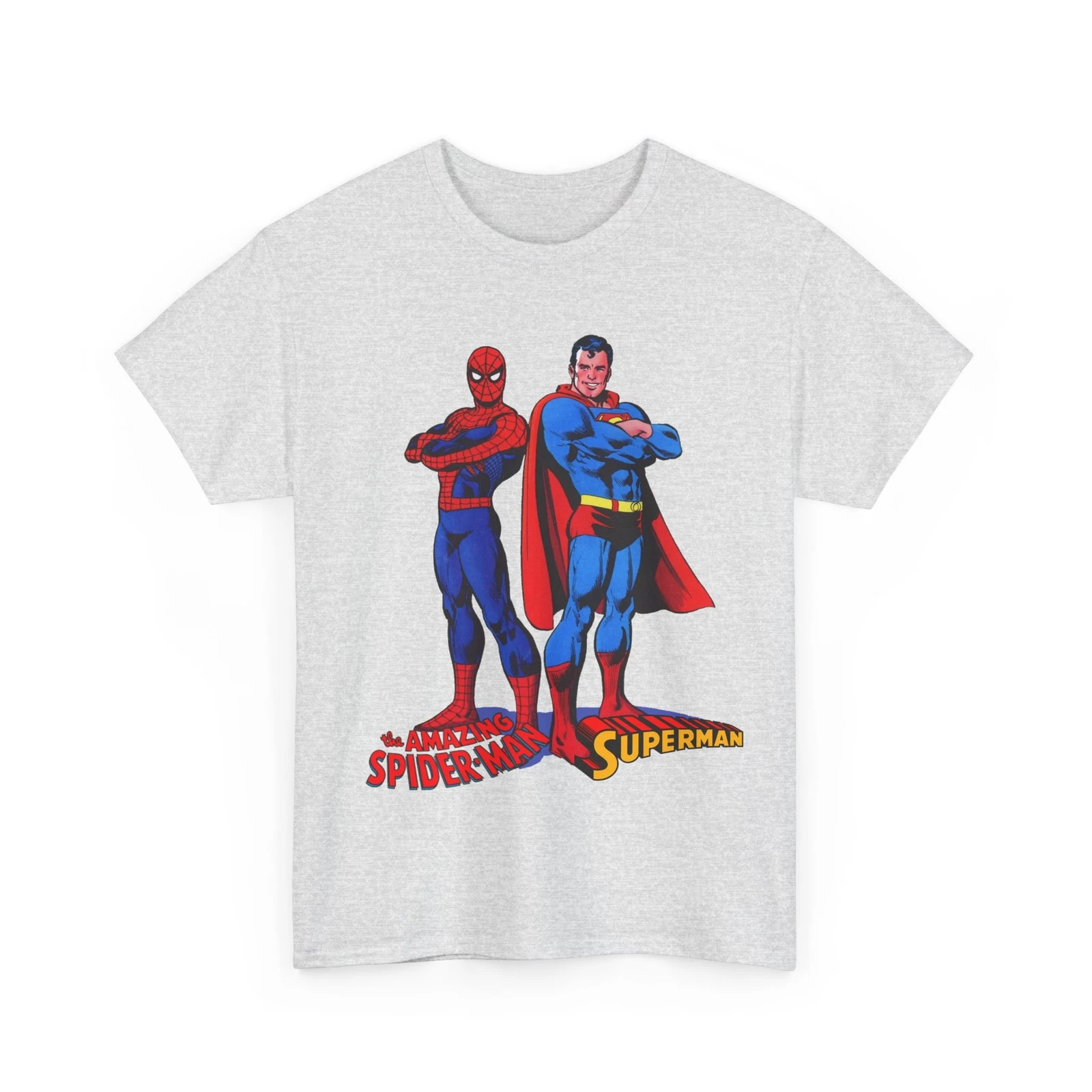 Amazing Spider-man, Superman T-Shirt - 1970s D.C Comics & Marvel Team-Up