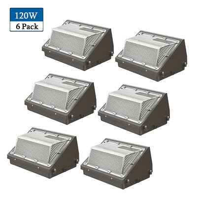 6Pcs 120W Led Wall Pack Light Dusk to Dawn Commercial Industrial Outdoor Light