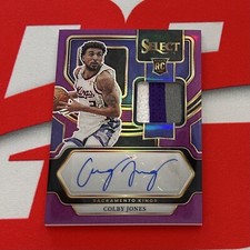 2023-24 Panini Select Colby Jones Jersey Auto Purple Pulsar /99 Kings RC