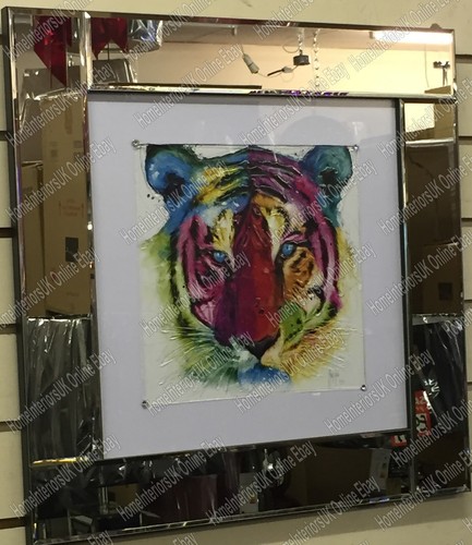 Tiger's face multi-coloured with liquid art & 2 tone or mirror frame pictures - Picture 4 of 21