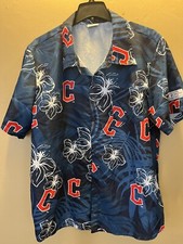 Cleveland Guardians Hawaiian S/S Button Up Shirt Navy Men  s Size XL BDA Sports