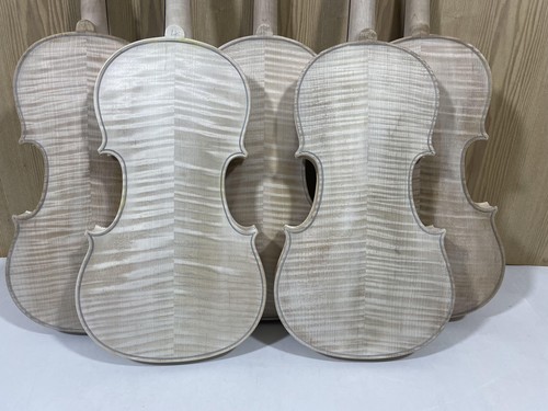 Unfinished 4/4 size white Violin 4 String Flame Maple Back With Fretboard - Picture 2 of 11