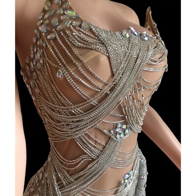 slim fit dress slacks Zente Sleeveless Circle Rhinestone Mesh Dress  FancyAdd