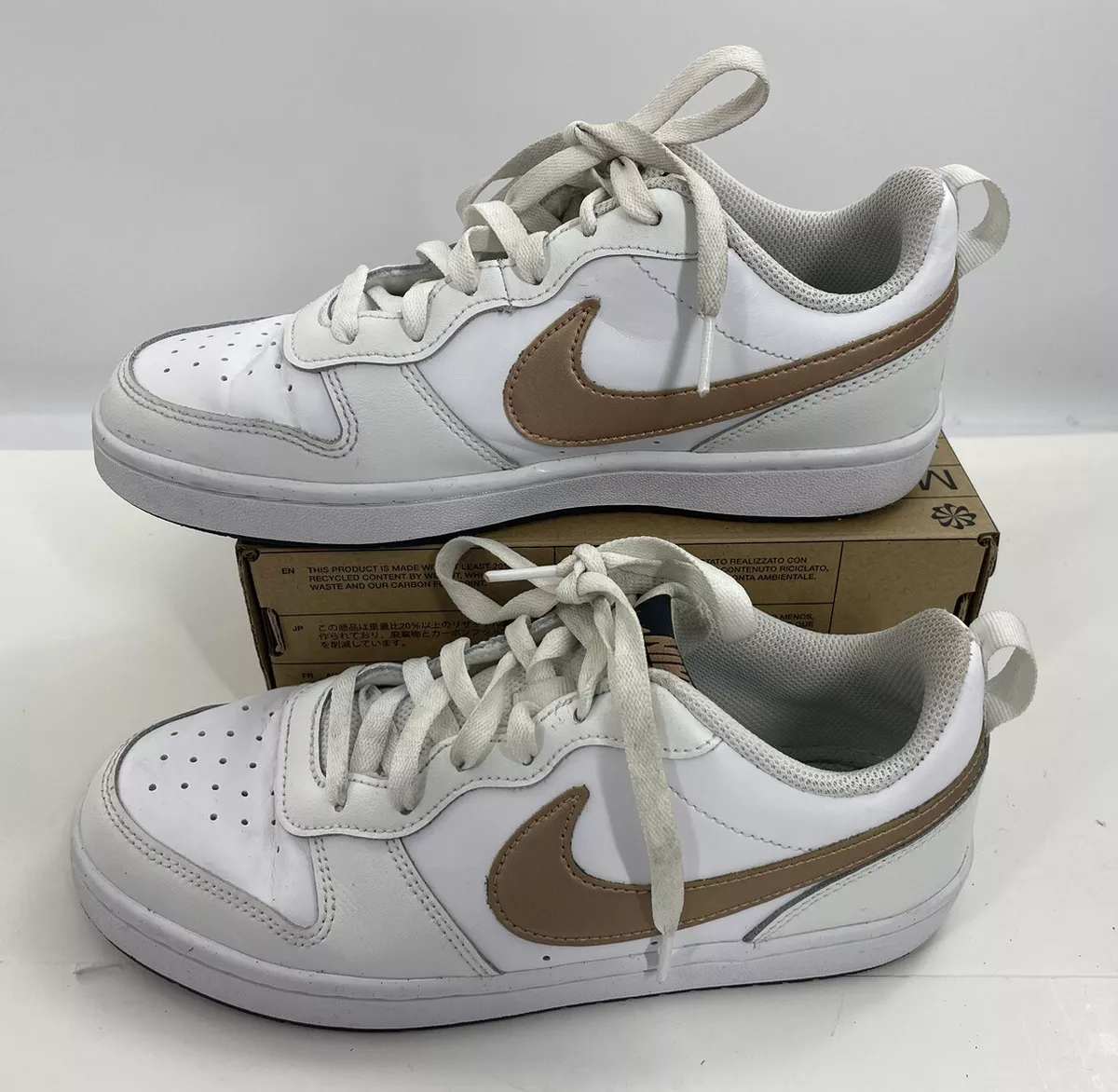 Nike Court Borough Low 2 Youth 6 Y Shoes BQ5448-116 White With Bronze