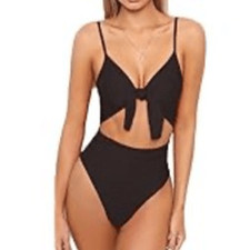 Black Tie Front Swimsuit