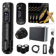 Wireless Tattoo Pen Kit Coreless Motor with 2400mAh Battery 80pc Mixed Cartridge