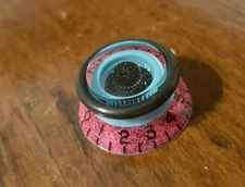 4 JAT Guitar CTS 24 Spline Top Hat Push/Pull Knobs. Pink w/Black Fk/Blue/Black 