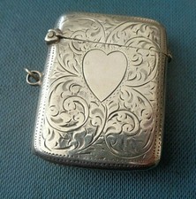 Edwardian Silver Floral Art Nouveau Vesta / Match Safe h/m 1911 Joseph Gloster