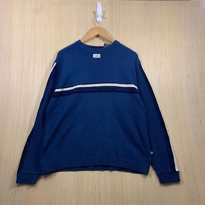 Vintage X9 Sweater Youth Large Blue Long Sleeve Boy's Pullover Y2K Stripped