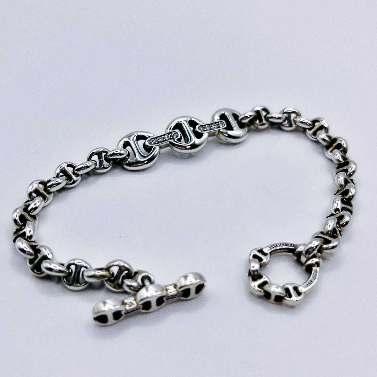 アクセサリー HOORSENBUHS TRI-LINK BRACELET HOORSENBUHS® | DAME TRI-LINK WITH DIAMOND BRIDGES | STERLING