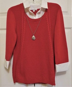 red sweater white collar