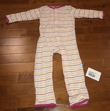 Kickee Pants Toddler Girl Bamboo Beach Stripe Coverall 2T New Old Fit PJs