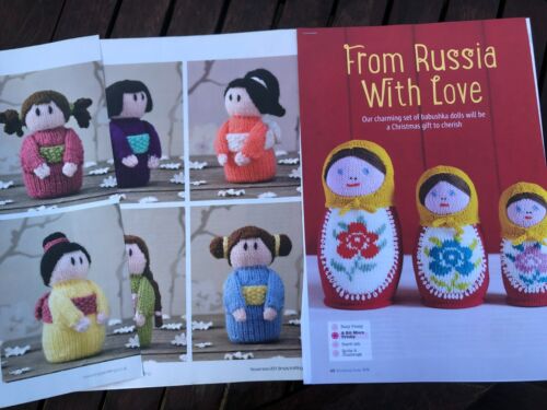 2 Patterns Little Dolls Japanese Kimono-Clad & Russian Babushka Dolls Toys Gifts - Picture 1 of 1