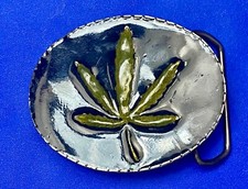 Cannabis Leaf Marijuana Hemp Pot Chronic Raised 3D On Belt Buckle