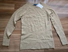 NWT womens Apt 9 Kohls embellished metallic sweater shirt top gold small party S