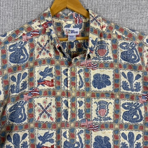 Reyn Spooner Sz 3XL 2010 4th July Flag Eagle Fireworks Music Surf Popover Kloth