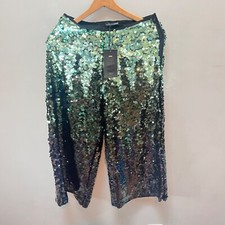NEW Zara Women's Wide Leg Green Ombre Sequin Pants- Size S