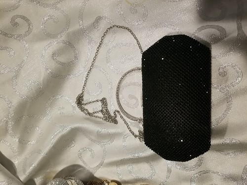 NEU! Ausgefallene Fawziya Abendtasche, glitzerndes schwarzes Netz, silberne Akzente! Hochzeit/Abschlussball - Bild 2 von 11