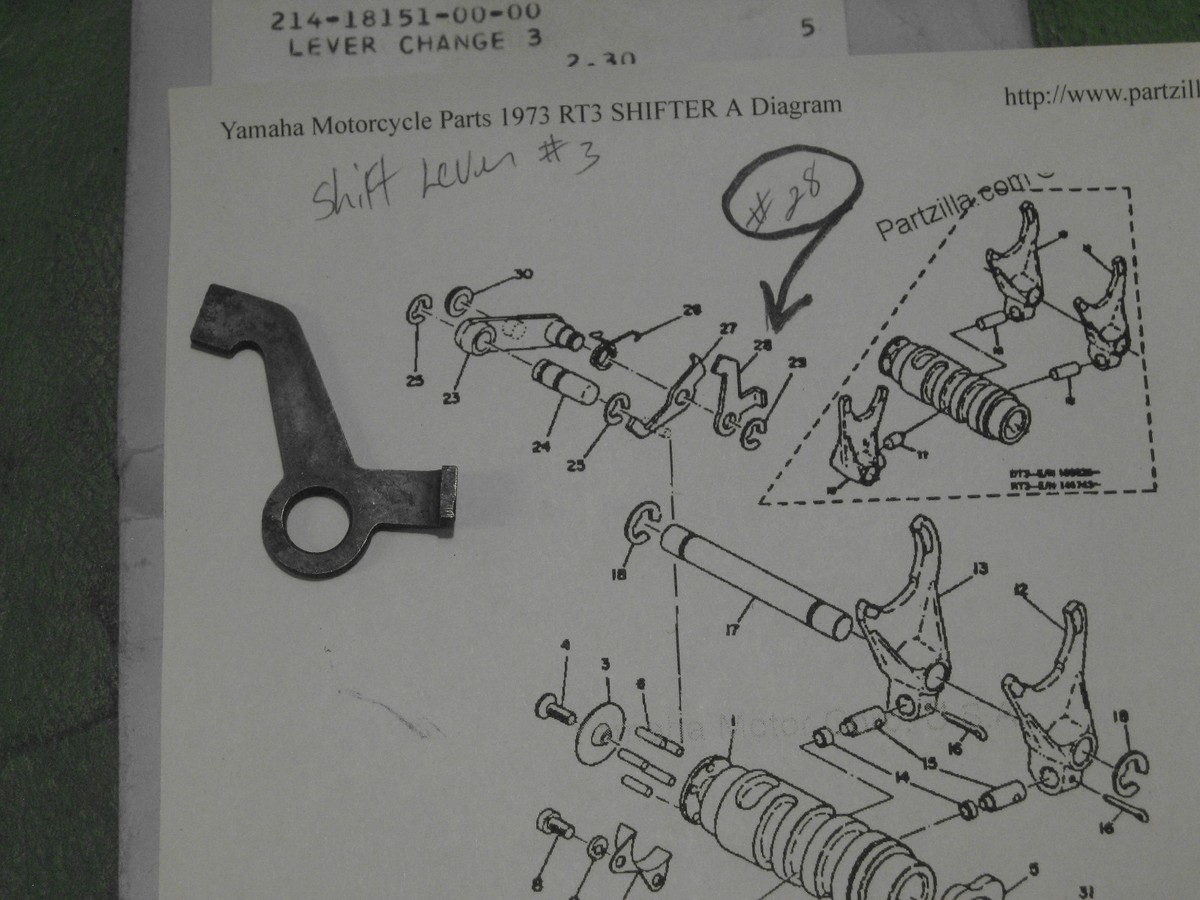 YAMAHA RT1 RT2 RT3 DT1 DT2 DT3 SHIFT LEVER #3 OEM # 214-81851-00