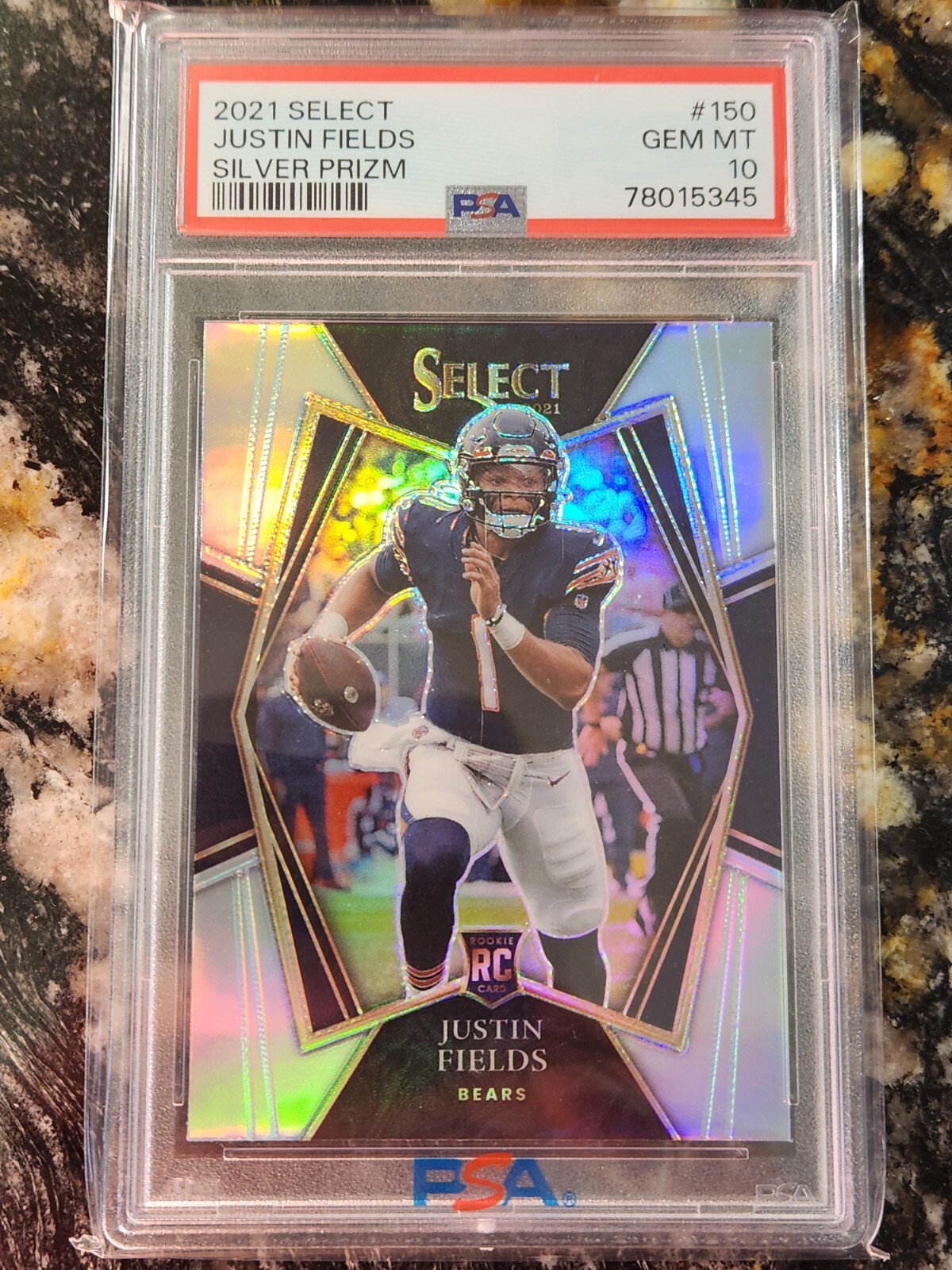 2021 Justin Fields RC #150 Select Premier Level Silver Prizm Psa 10 Gem Mint!!!