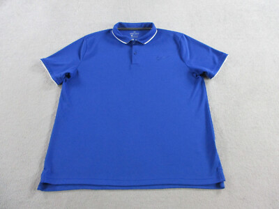 Nike Polo Shirt Mens Large Blue White Court Tennis Drifit Performance Dry Wick