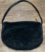 Vtg DE VECCHI Hamilton Hodge Suede Hobo WOVEN Leather Luxury Designer Travel Bag