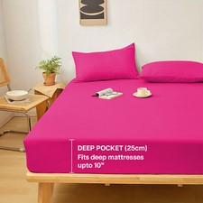 Extra Deep 25 cm Full Fitted Sheet Bed Sheets Single Double King Super King Size