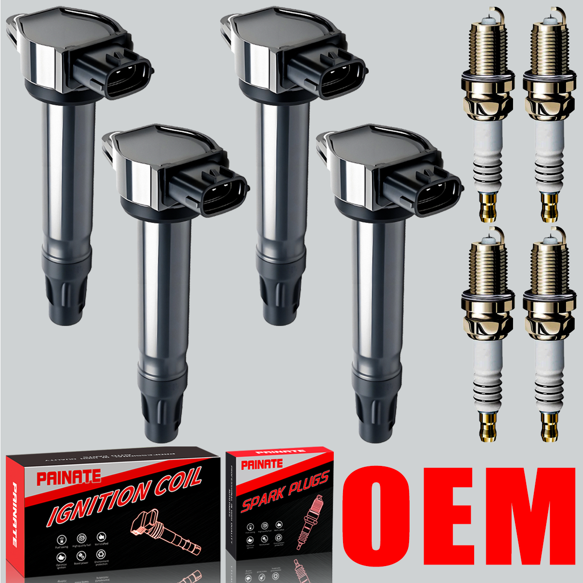 Brand 4X OEM Ignition Coil & Iridium Spark Plug For Mitsubishi Lancer RVR UF589