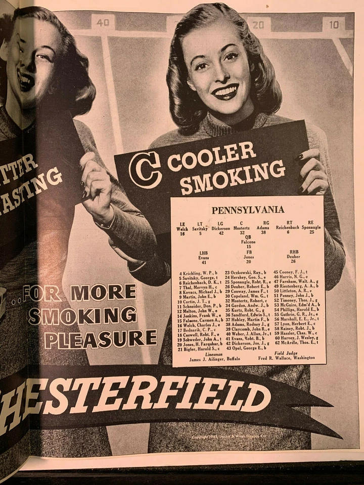 1945 U Pennsylvania Quakers vs Princeton Tigers Football Program GOOD C Bednarik - Image 3 of 4