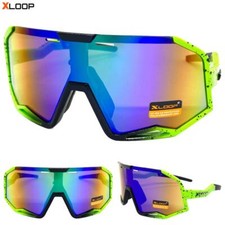 OVERSIZE SPORTS WRAP AROUND Biker Cycling Shield SUNGLASSES Big Neon Green Frame