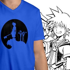 T-Shirt Unisex Scollo a V Grafica Regalo Regno Cuori Sora Luna Classico Videogioco