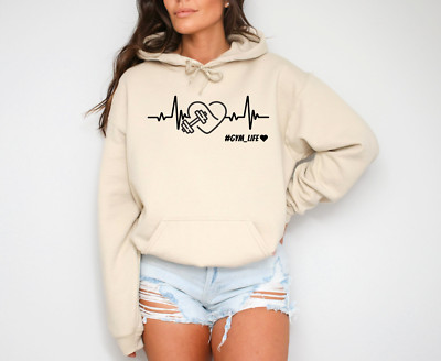 Gym Life Heartbeat Hoodie Weightlifting Gift Men Women Fitness Gym Lover