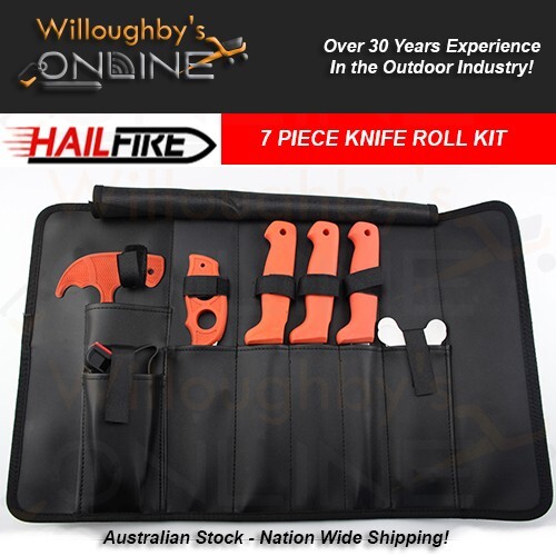 HAILFIRE Butcher & Field Dressing Kit Game Processing 8 Piece Hunting Knife Roll