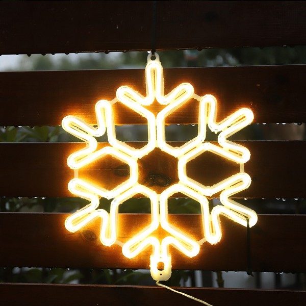 Salcar 40 Cm LED Schneeflocke Neonlicht Fensterdeko Weihnachtsdeko Leuchtreklame-image