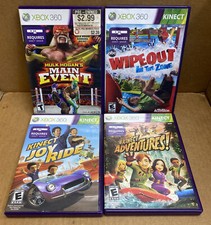 4-X-BOX 360 Kinect Joy Ride,Adventure, wipeout, hulk, Main Event Untested