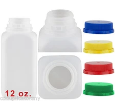 12 oz HDPE Plastic Juice Bottle - 50 per case With Tamper Proof Caps