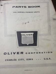 Oliver 199 Series Power Units Gas & Diesel Parts Book 1954