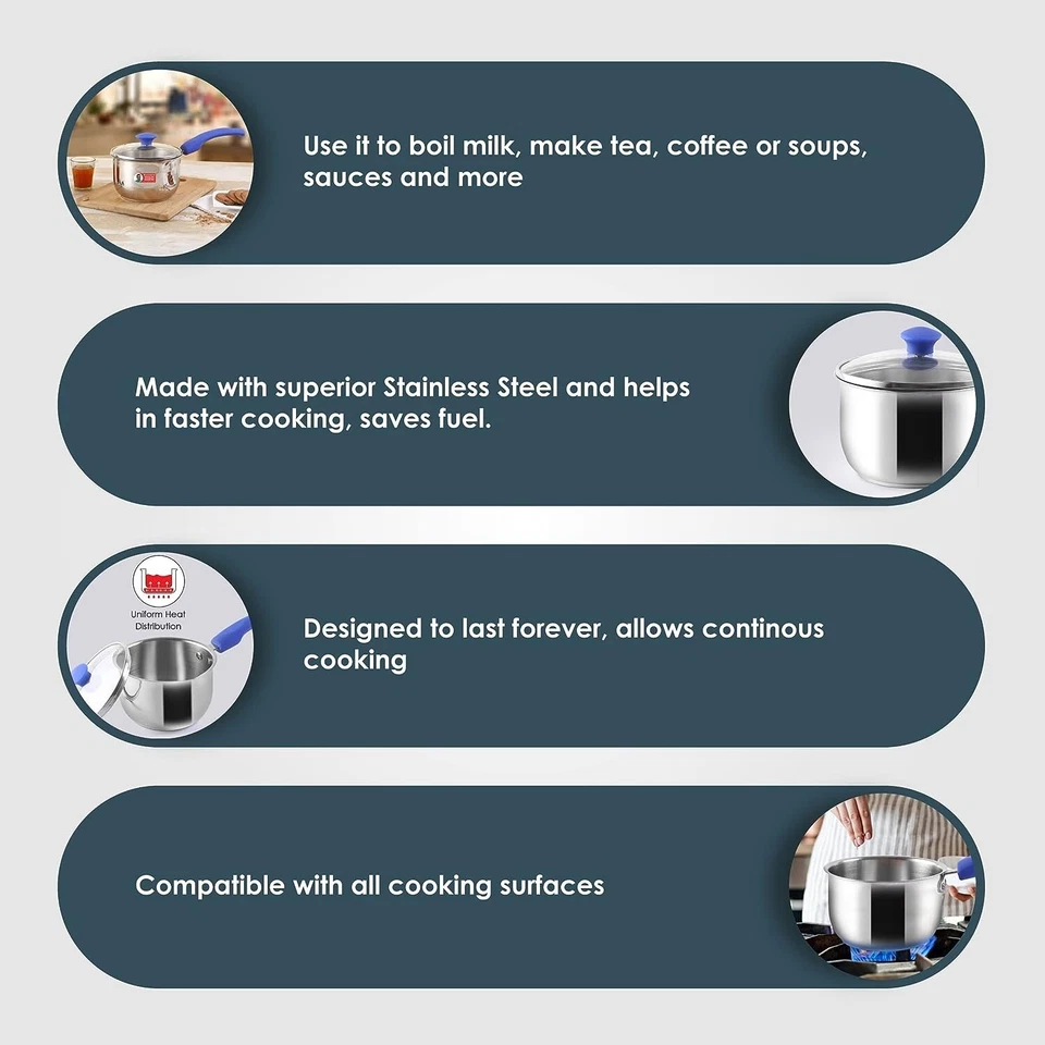 Acciaio Inox Teiera con Coperchio, 14cm 1.2 Litri - Immagine 4 di 4