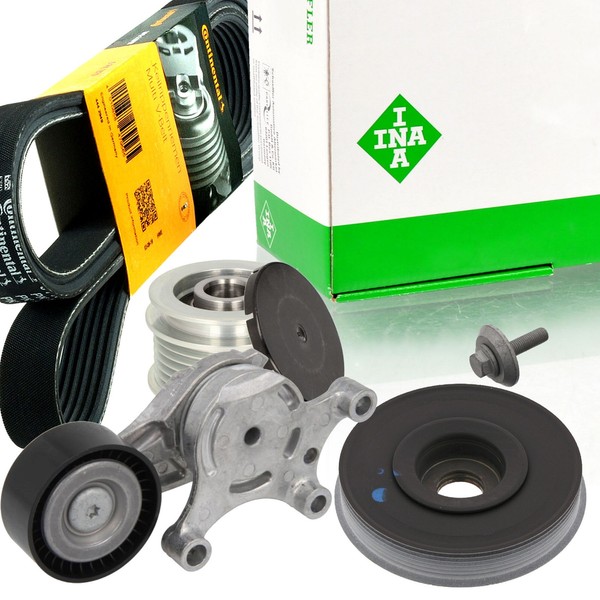 Contitech 6PK976 Keilrippenriemen-Satz + Freilauf Riemenscheibe FüR Ford Mazda-image