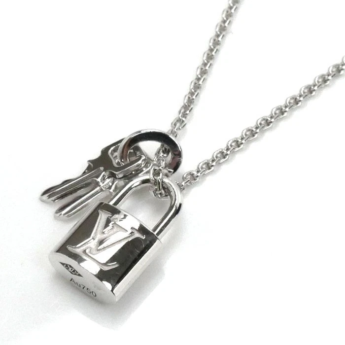 LOUIS VUITTON（LV） Collana LOUIS VUITTON K18WG oro bianco con ciondolo Lockit Q93320 8 2g donna usata