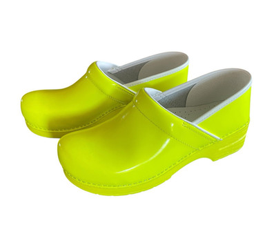 DANSKO Size 42/US 11.5-12 Yellow Neon NEW Professional Leather Slip-On Clogs